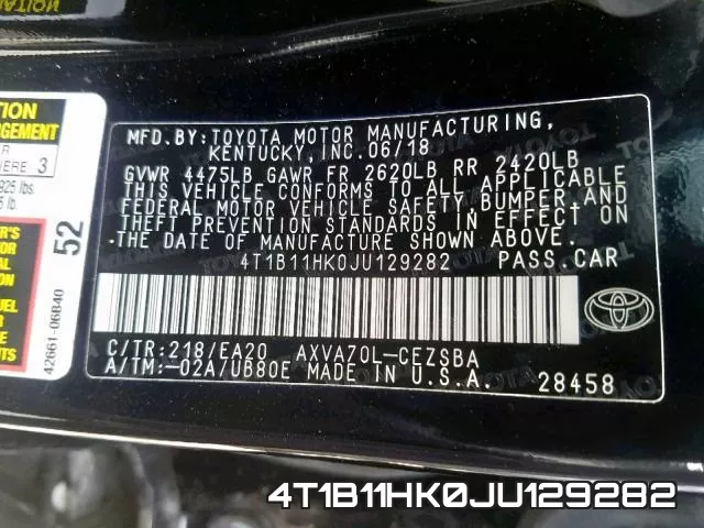 4T1B11HK0JU129282 фото 2