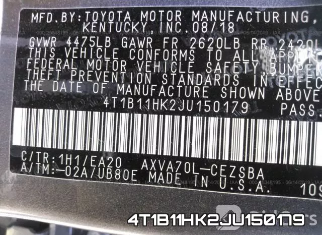 4T1B11HK2JU150179 фото 10