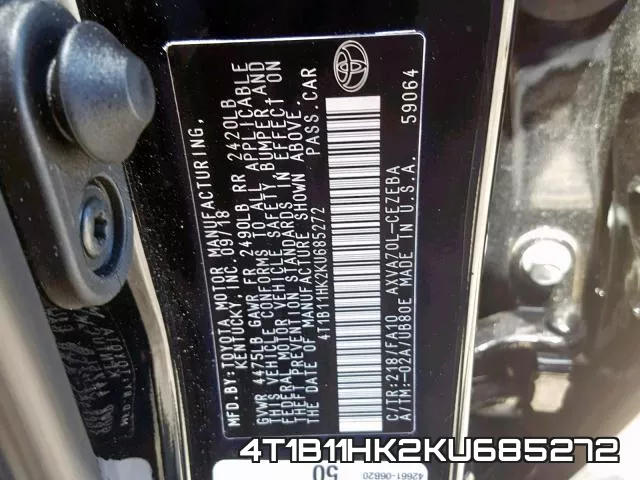 4T1B11HK2KU685272 фото 2