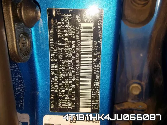 4T1B11HK4JU066087 фото 2