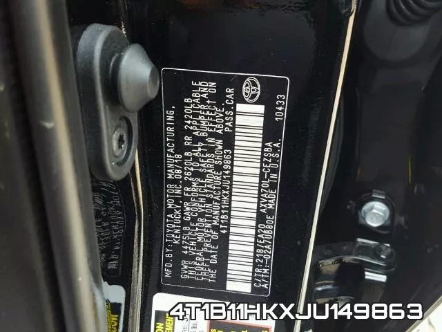 4T1B11HKXJU149863 фото 2