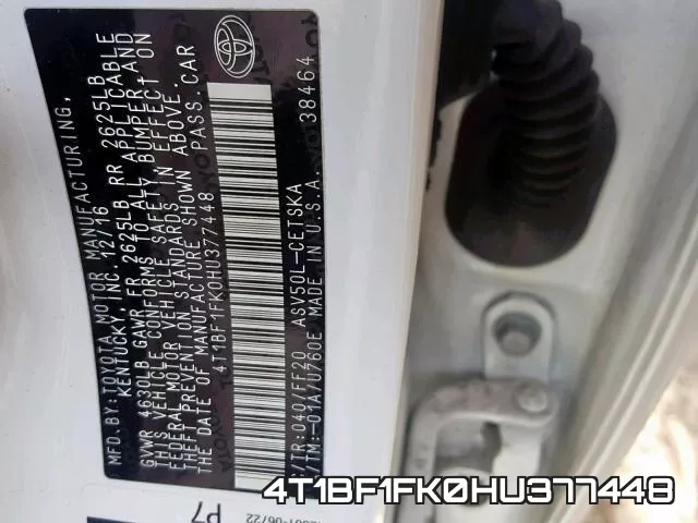 4T1BF1FK0HU377448 фото 2