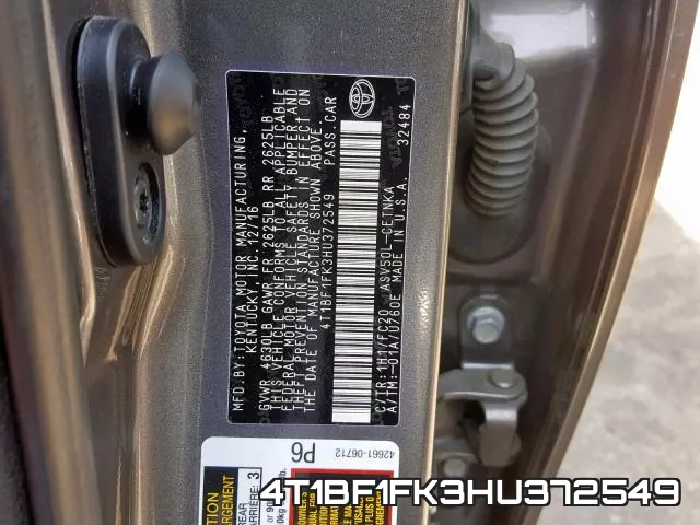 4T1BF1FK3HU372549 фото 2