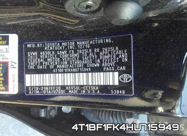 4T1BF1FK4HU715949 фото 10