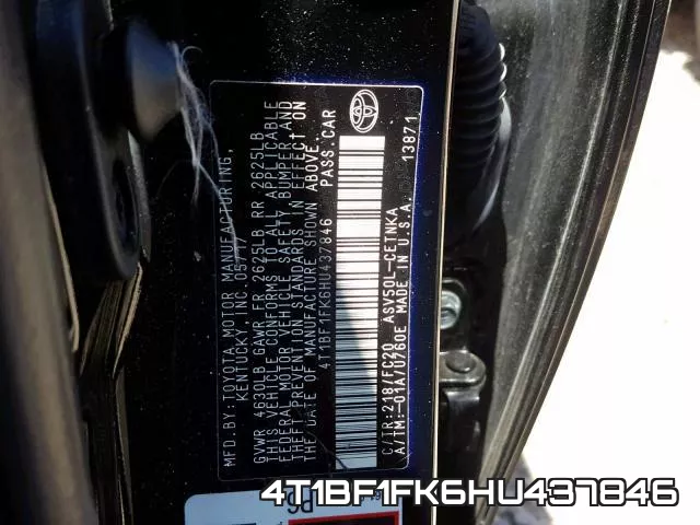 4T1BF1FK6HU437846 фото 2