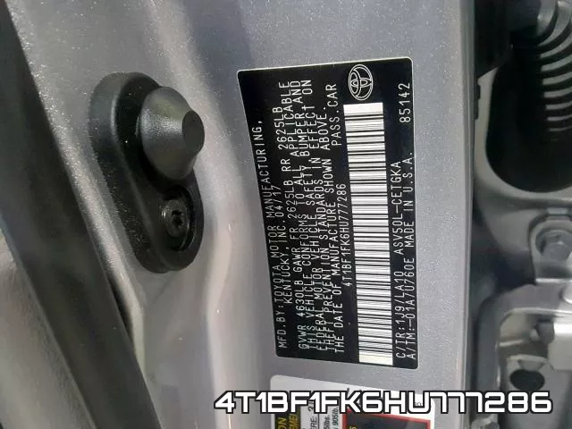 4T1BF1FK6HU777286 фото 2