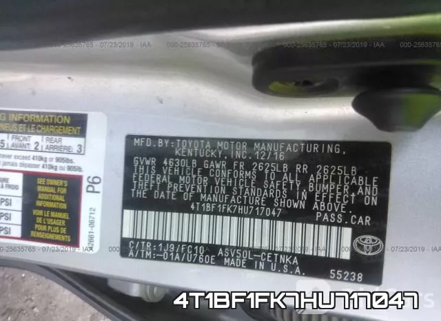 4T1BF1FK7HU717047 фото 10