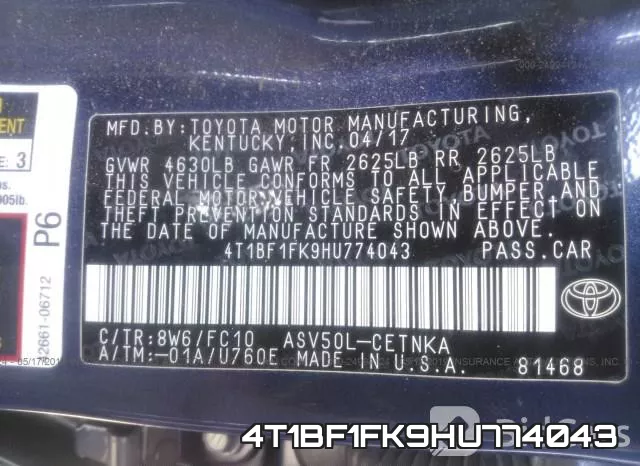 4T1BF1FK9HU774043 фото 10