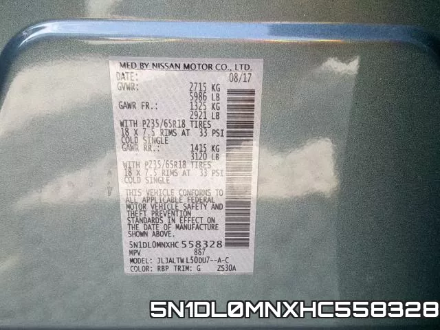 5N1DL0MNXHC558328 фото 2