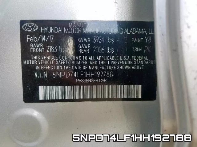 5NPD74LF1HH192788 фото 2
