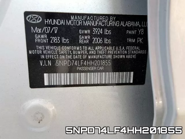 5NPD74LF4HH201855 фото 2