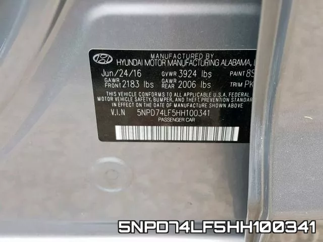 5NPD74LF5HH100341 фото 2
