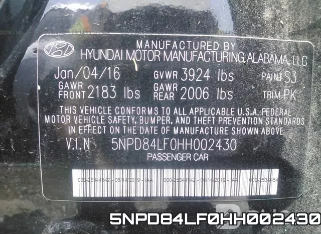 5NPD84LF0HH002430 фото 10