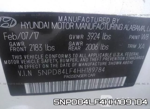 5NPD84LF4HH189784 фото 10