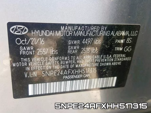 5NPE24AFXHH517315 фото 2