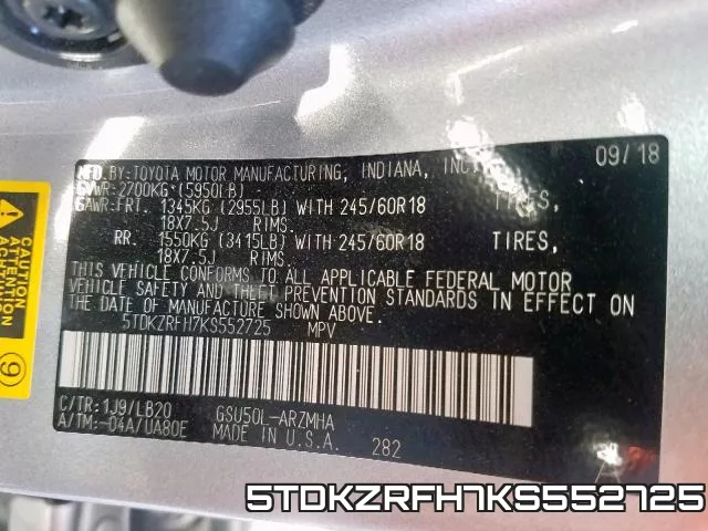 5TDKZRFH7KS552725 фото 2