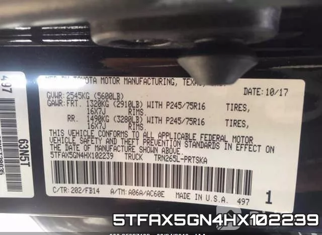 5TFAX5GN4HX102239 фото 10