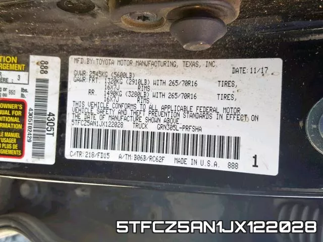 5TFCZ5AN1JX122028 фото 2
