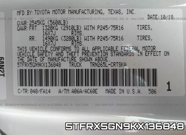 5TFRX5GN9KX136848 фото 10