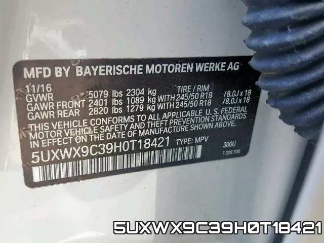 5UXWX9C39H0T18421 фото 2