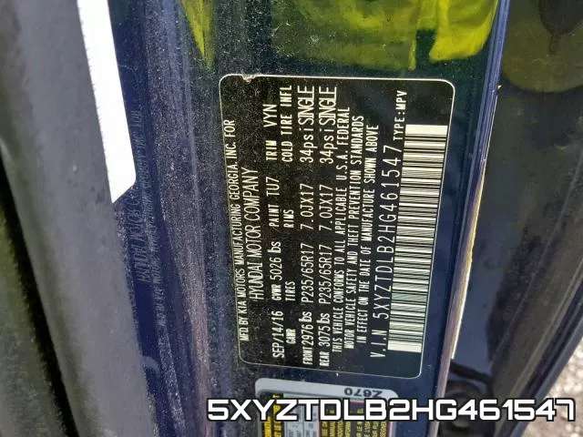 5XYZTDLB2HG461547 фото 2