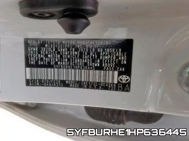 5YFBURHE1HP636445 фото 2