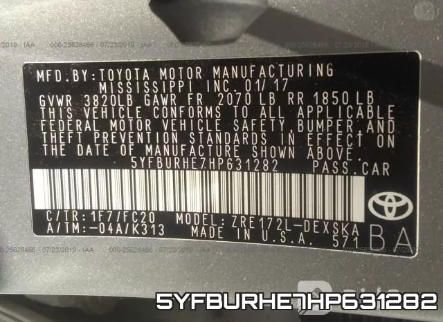5YFBURHE7HP631282 фото 10