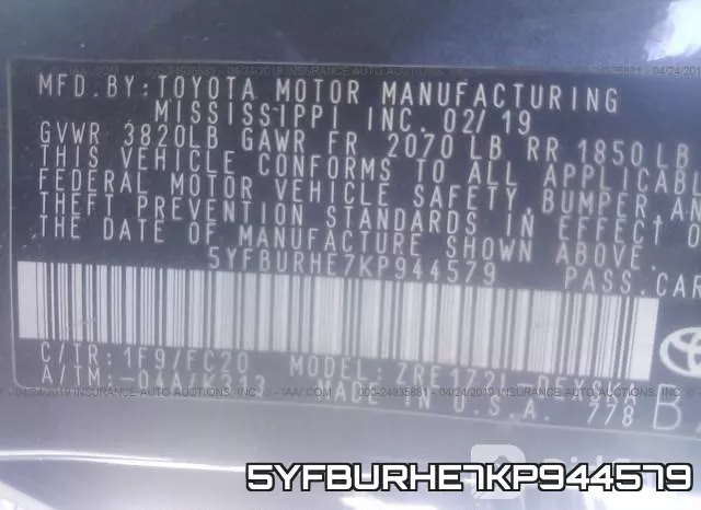 5YFBURHE7KP944579 фото 10