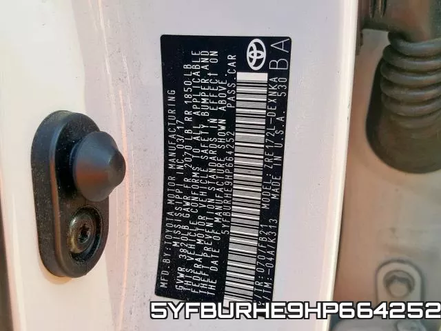 5YFBURHE9HP664252 фото 2