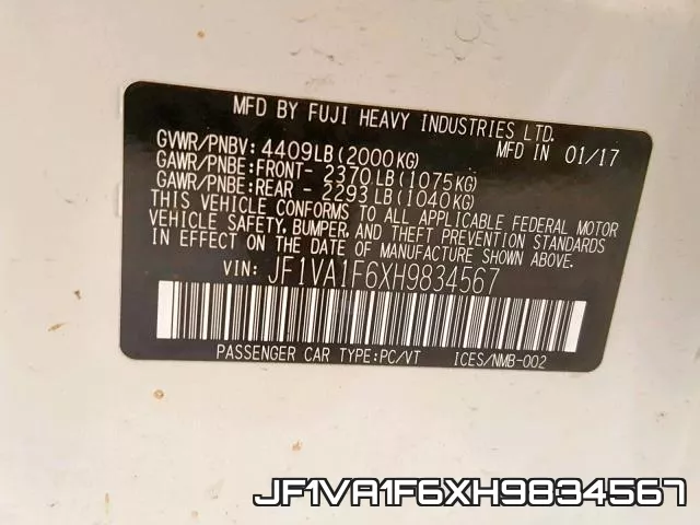 JF1VA1F6XH9834567 фото 2