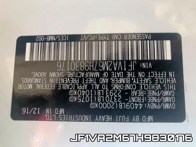 JF1VA2M67H9830176 фото 2