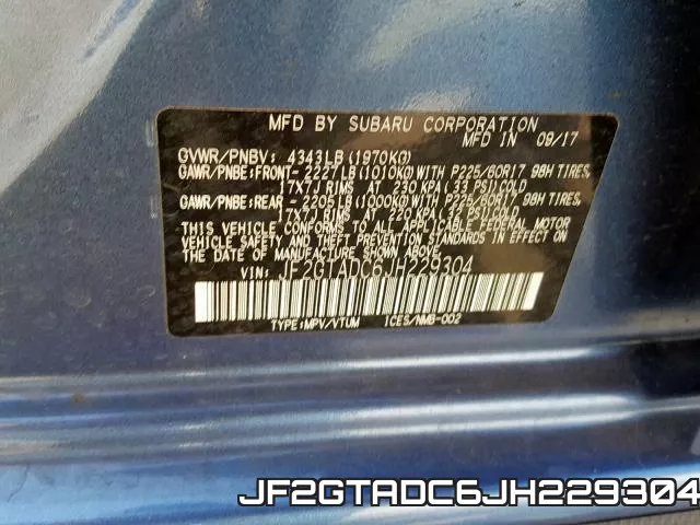 JF2GTADC6JH229304 фото 2