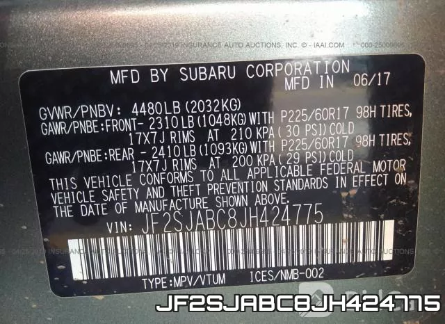 JF2SJABC8JH424775 фото 10