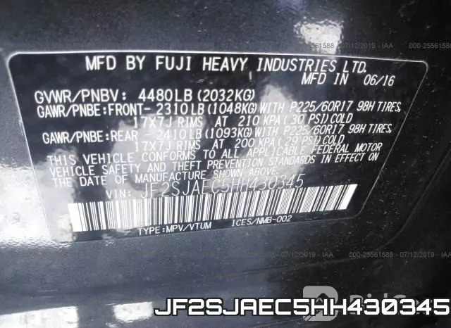 JF2SJAEC5HH430345 фото 10