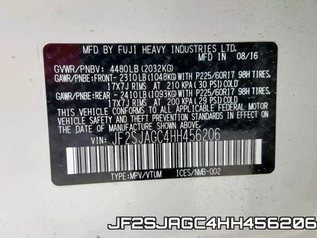 JF2SJAGC4HH456206 фото 2
