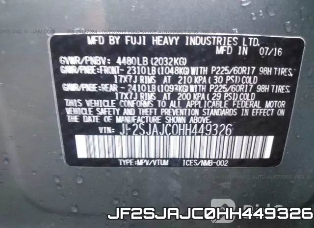 JF2SJAJC0HH449326 фото 10