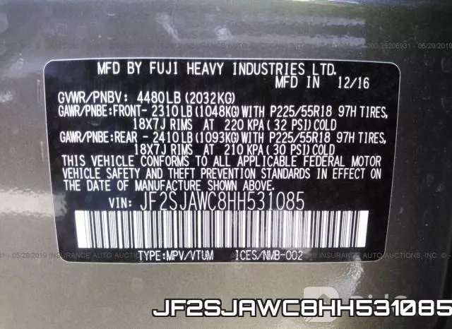 JF2SJAWC8HH531085 фото 10