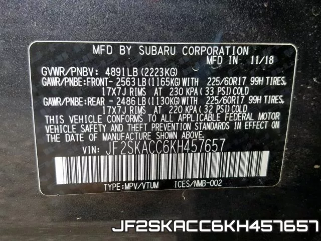 JF2SKACC6KH457657 фото 2