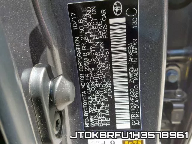 JTDKBRFU1H3578961 фото 2