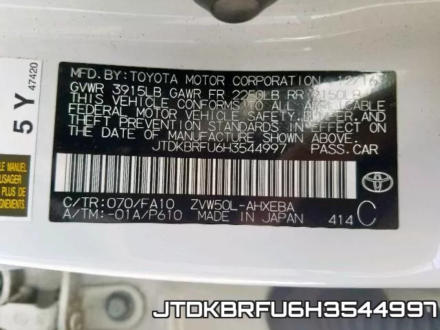 JTDKBRFU6H3544997 фото 2
