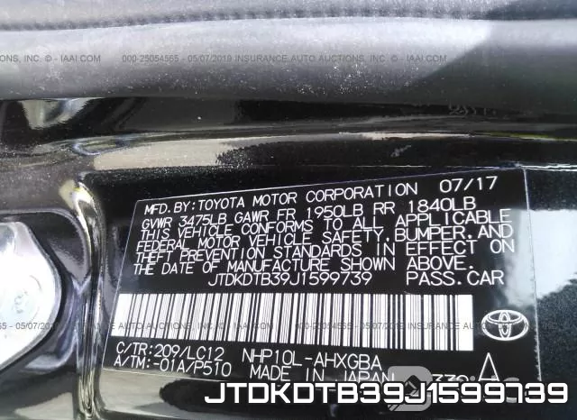 JTDKDTB39J1599739 фото 10