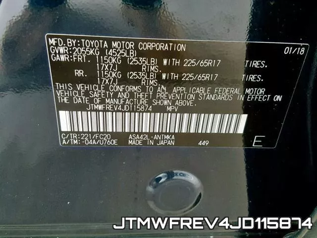 JTMWFREV4JD115874 фото 2