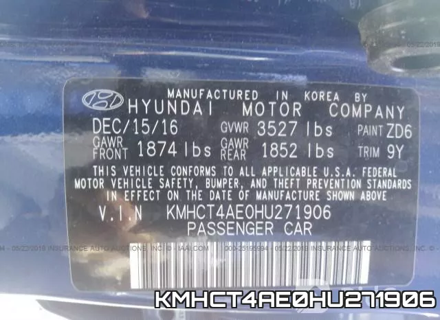 KMHCT4AE0HU271906 фото 10