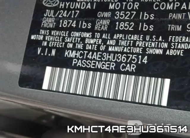 KMHCT4AE3HU367514 фото 10
