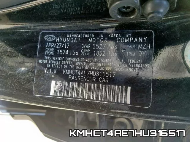 KMHCT4AE7HU316517 фото 2