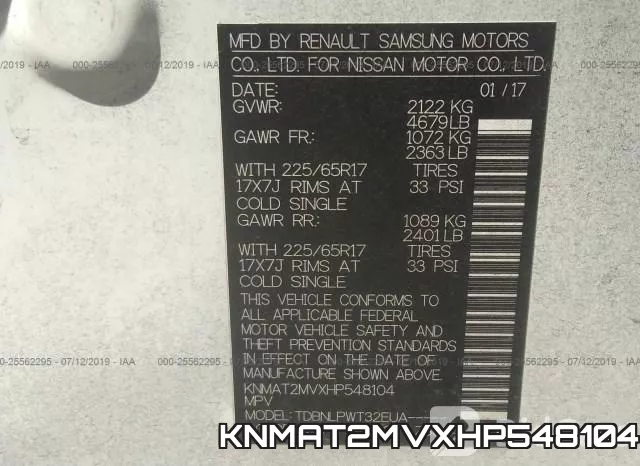 KNMAT2MVXHP548104 фото 10
