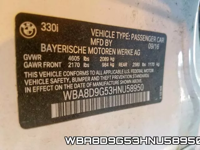 WBA8D9G53HNU58950 фото 2