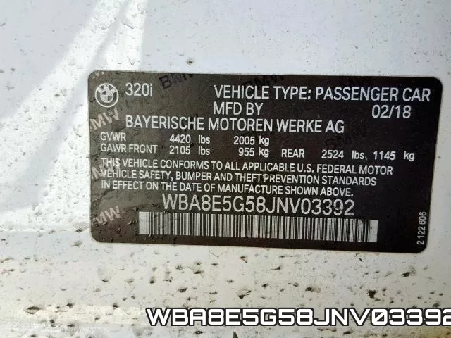 WBA8E5G58JNV03392 фото 2