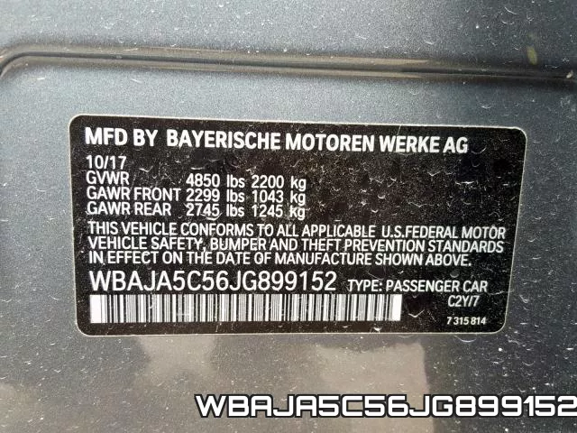 WBAJA5C56JG899152 фото 2