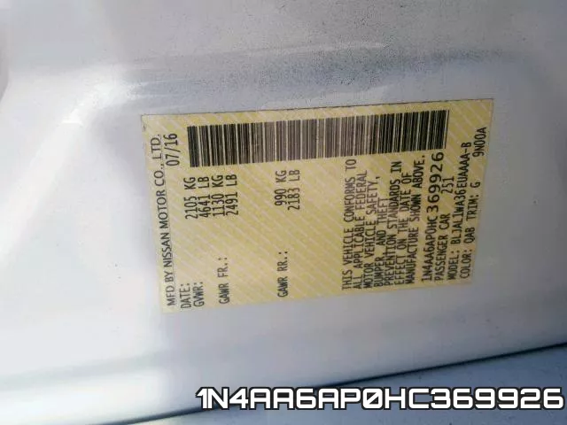1N4AA6AP0HC369926 фото 2